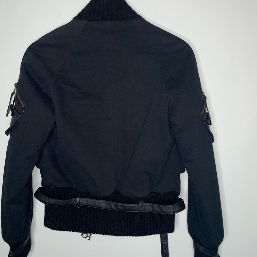 Roberta Scarpa Cotton Leather Moto Bomber Jacket Black Size 6 Italy - Picture 14 of 14